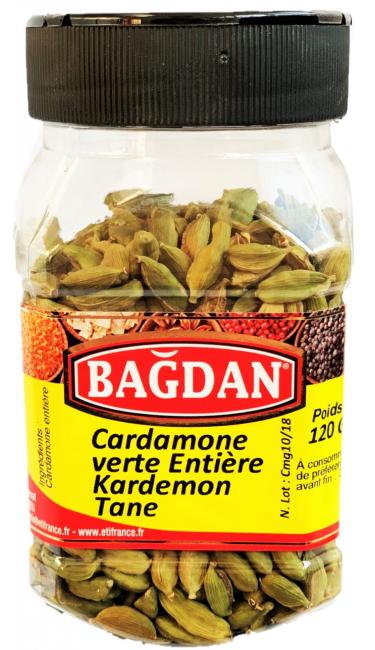 BAGDAN KARDAMOM TANE PET KAVANOZ 12x120gr (cardamone verte entière pot plastique)
