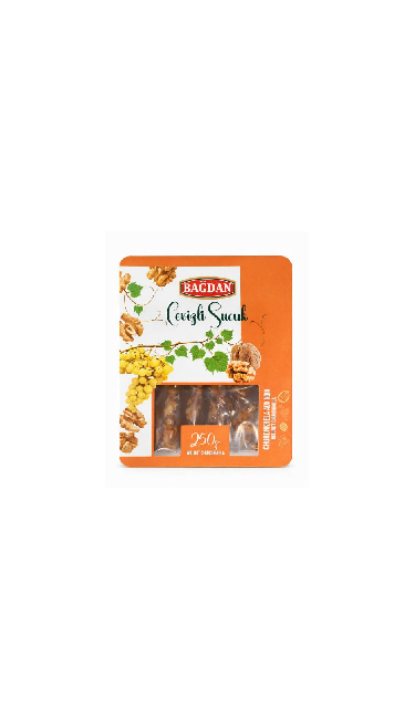 BAGDAN CEVIZLI SUCUK BEYAZ UZUM 40x250GR (Saucisson de mélasse aux noix naturel, saveur raisin blanc )