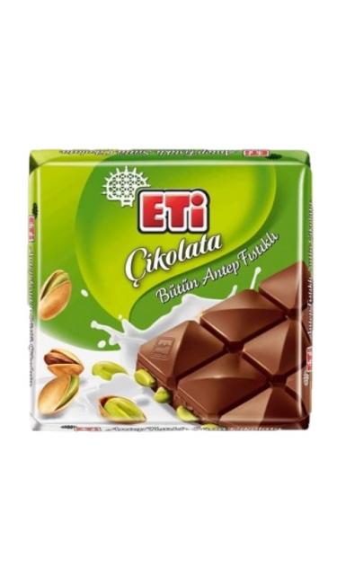 ETI SUTLU CIKOLATALI A.FISTIKLI KARE 75 GR  (chocolat au lait-pistaches)