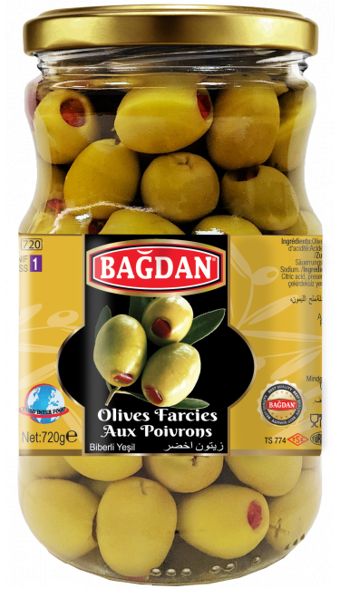 BAGDAN CAM YESIL ZEYTIN BIBERLI  (olives vertes farcis aux poivron)