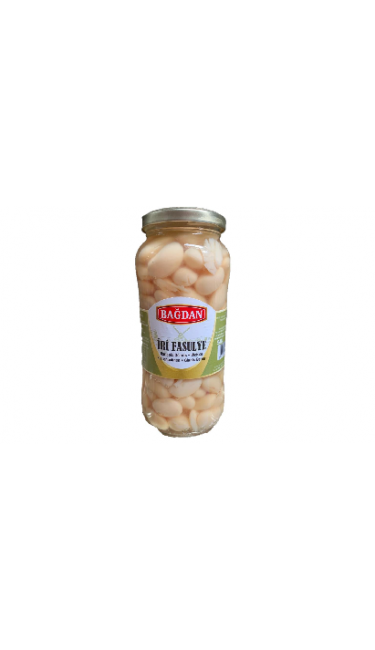 BAGDAN HASLANMIS IRI BEYAZ FASULYE CAM KAVANOZ 540MLx12 (haricots géant blanc cuit)