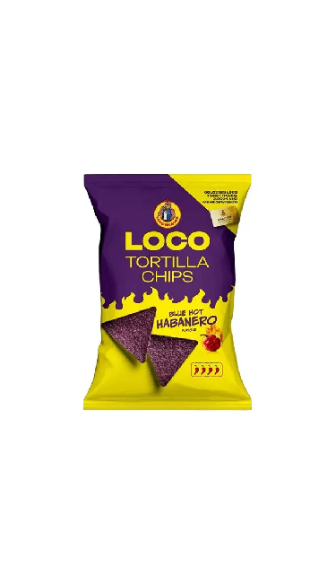 LOCO TORTILLA CHIPS BLUE HOT HABANERO FLAVOUR 100GR