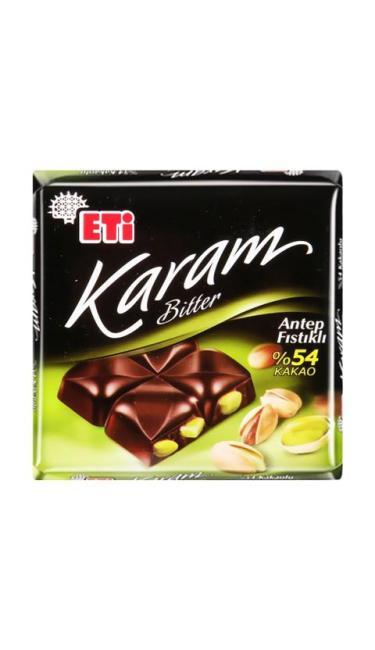 ETI KARAM DARK CIKOLATA A.FISTIKLI %54 CACAO 75 GR  (chocolat noir 54% avec pistache)