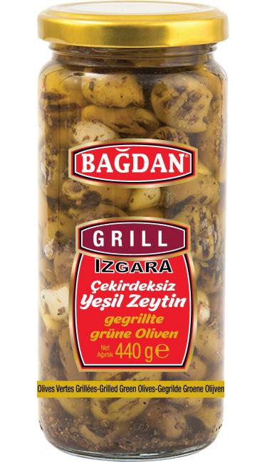 BAGDAN CAM YESIL ZEYTIN IZGARA  500CC (olives vertes grillée)