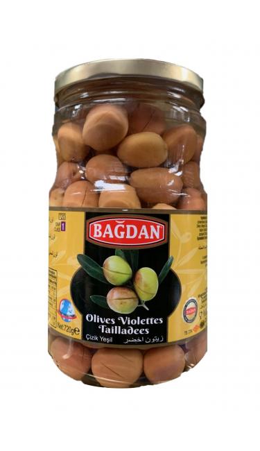 BAGDAN CAM YESIL ZEYTIN CIZIK  (olives vertes coupées)