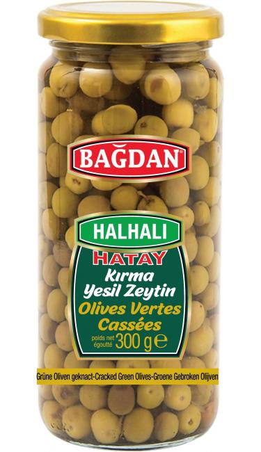 BAGDAN CAM YESIL ZEYTIN HALHALI KIRMA 500CC (olives vertes concassées)