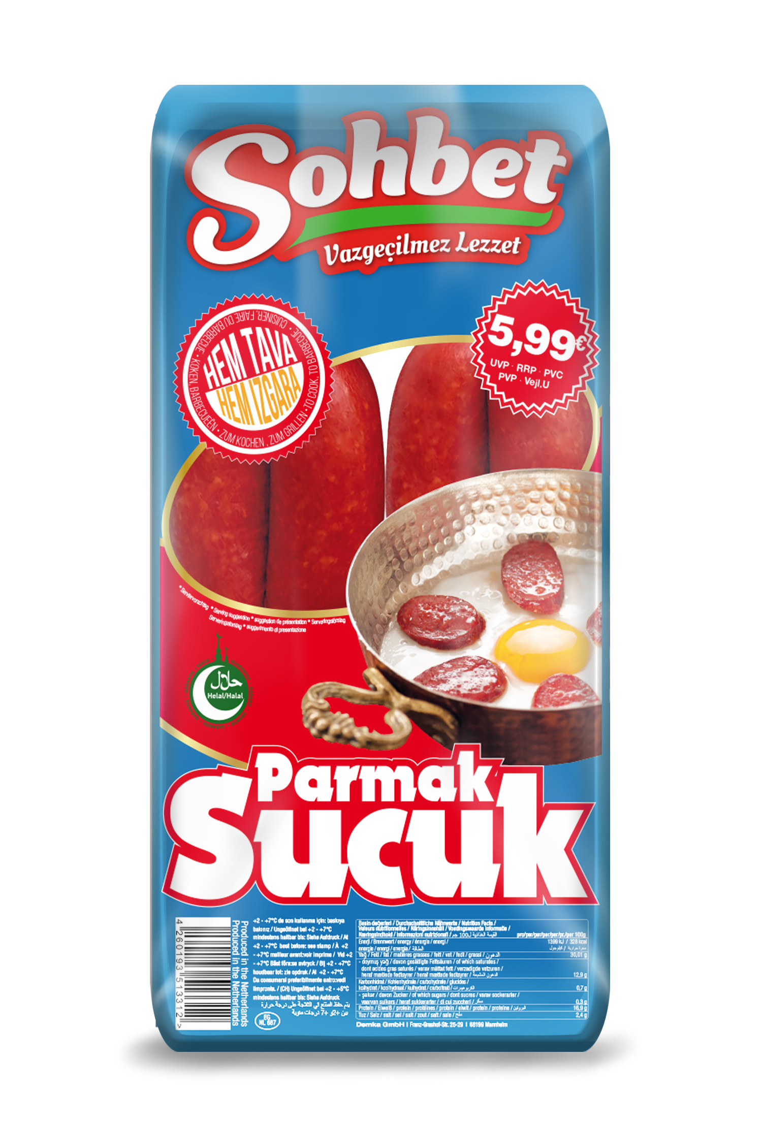 SOHBET PARMAK SUCUK 1 KG (saucisson turc)
