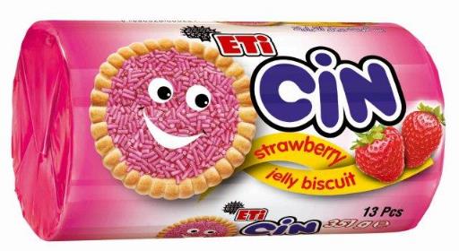 ETI CIN FRAISE 325 GR (biscuits nappés de gelée et vermicelles à la fraise)