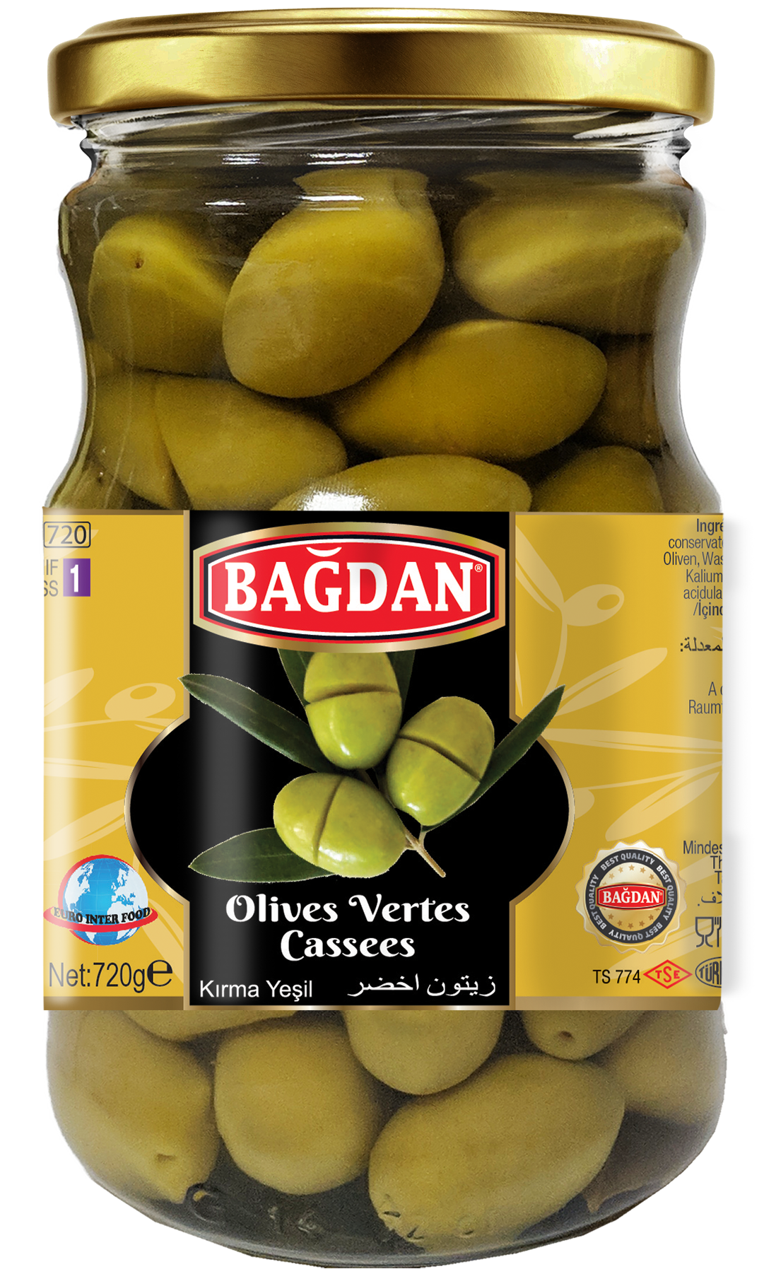 BAGDAN CAM YESIL ZEYTIN KIRMA  (olives vertes concassées)