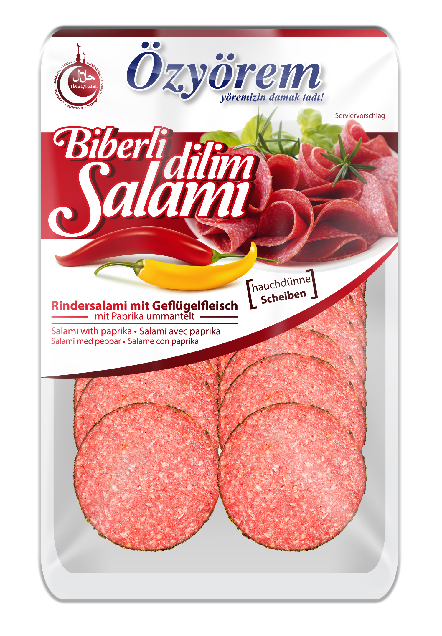 OZYOREM BIBERLI DILIM SALAMI 80 GR (tranches de salami pimentées)