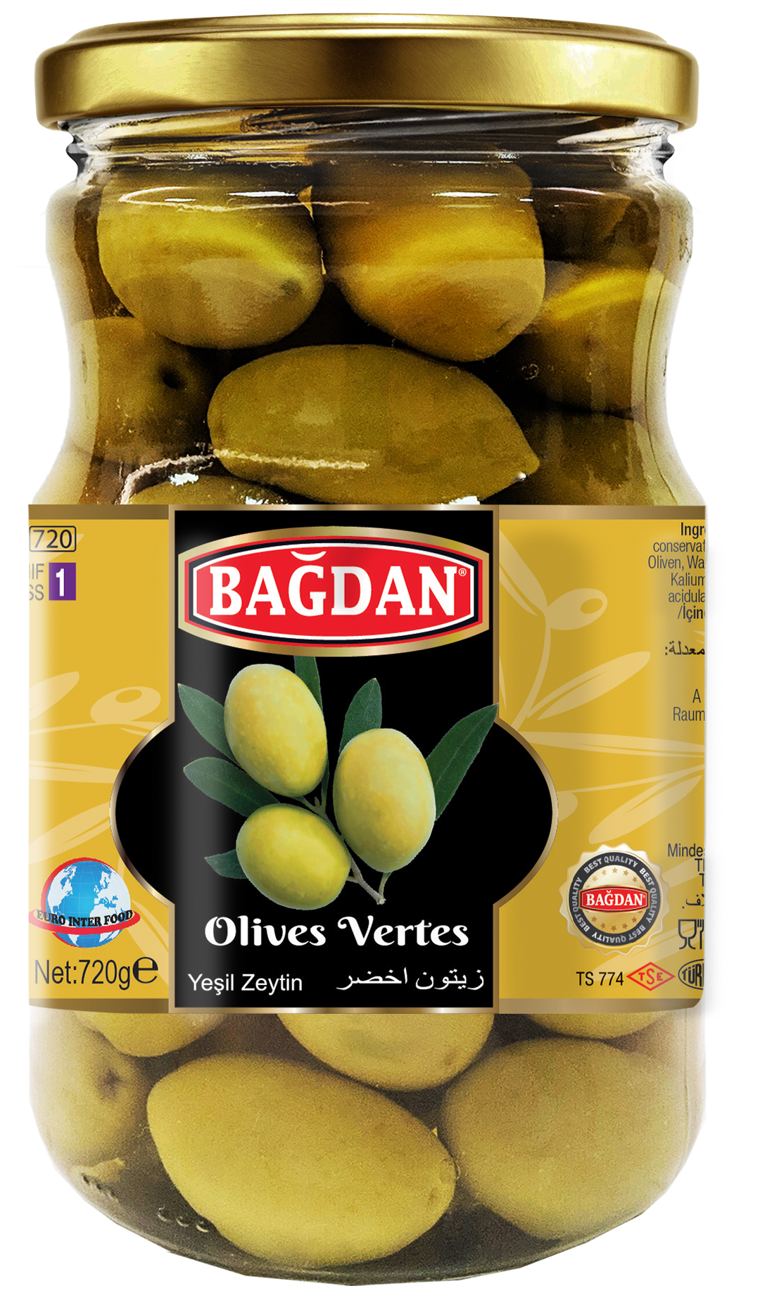 BAGDAN CAM YESIL ZEYTIN (olives vertes)