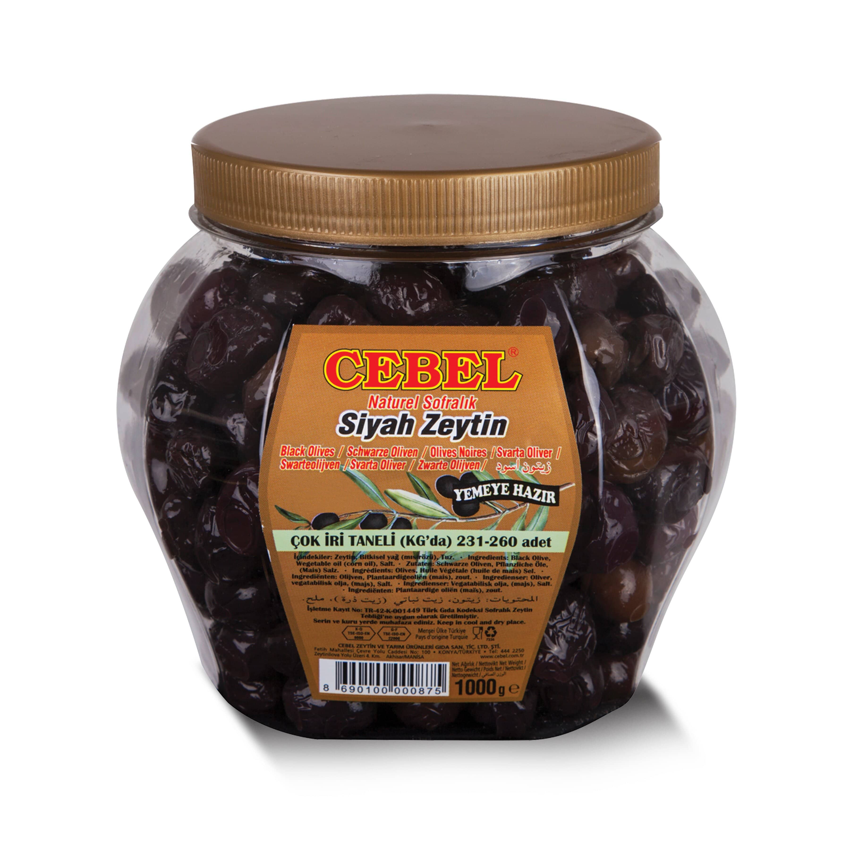 CEBEL S. ZEYTIN COK IRI TANELI PET 1000 GR PROMO (olives noires cal.très gros)