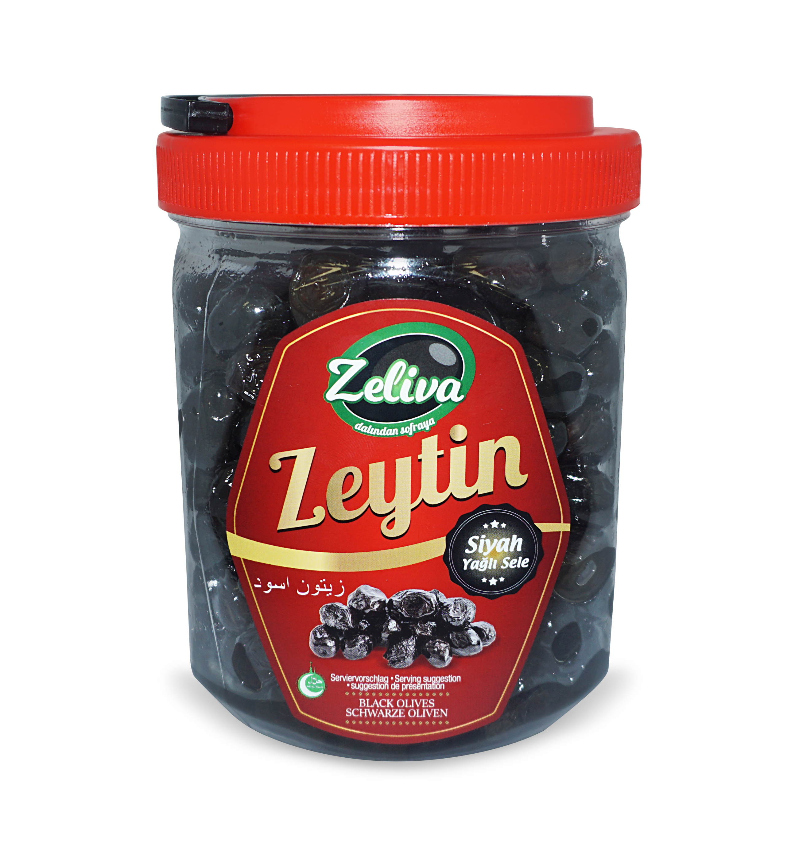 ZELIVA S.ZEYTIN GEMLIK SALAMURA YAGLI PET 700Gx6 (olives noires à l'huile)