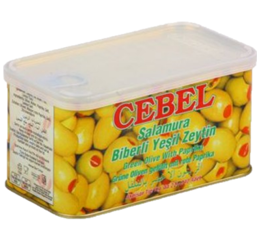 CEBEL Y. ZEYTIN BIBERLI TENEKE 600 GR (olive verte au pimenté)