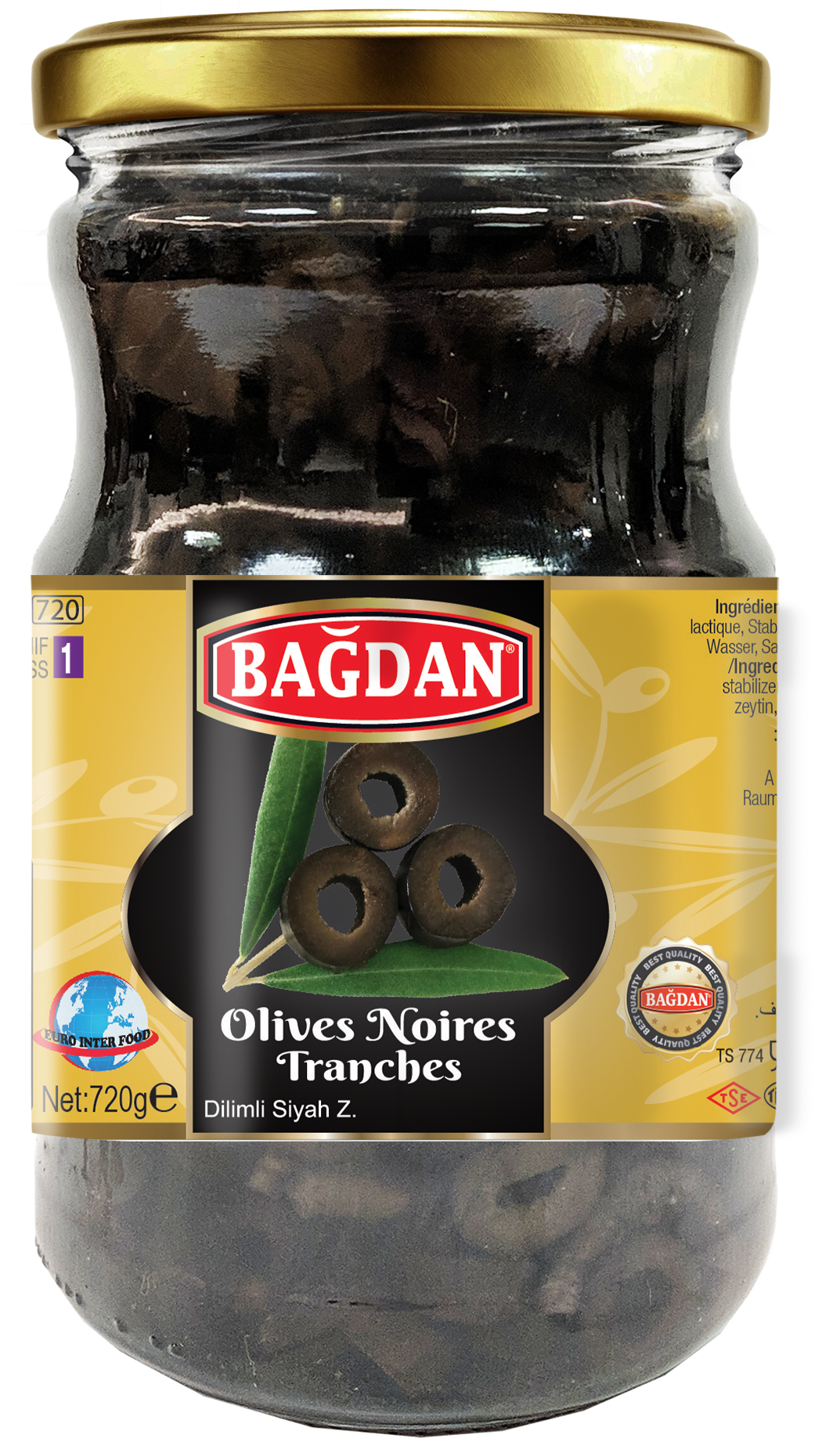BAGDAN DILIM SIYAH ZEYTIN 370CC (olives noires tranchées)