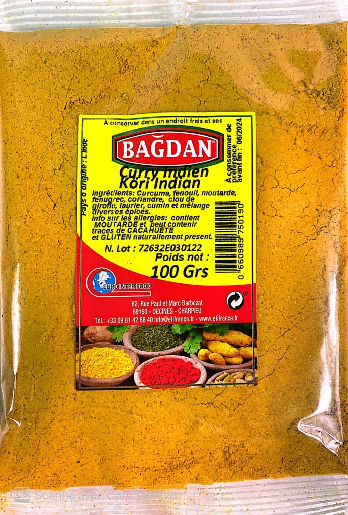 BAGDAN KIYILMIS KORI 100 GR (curry indien moulu)