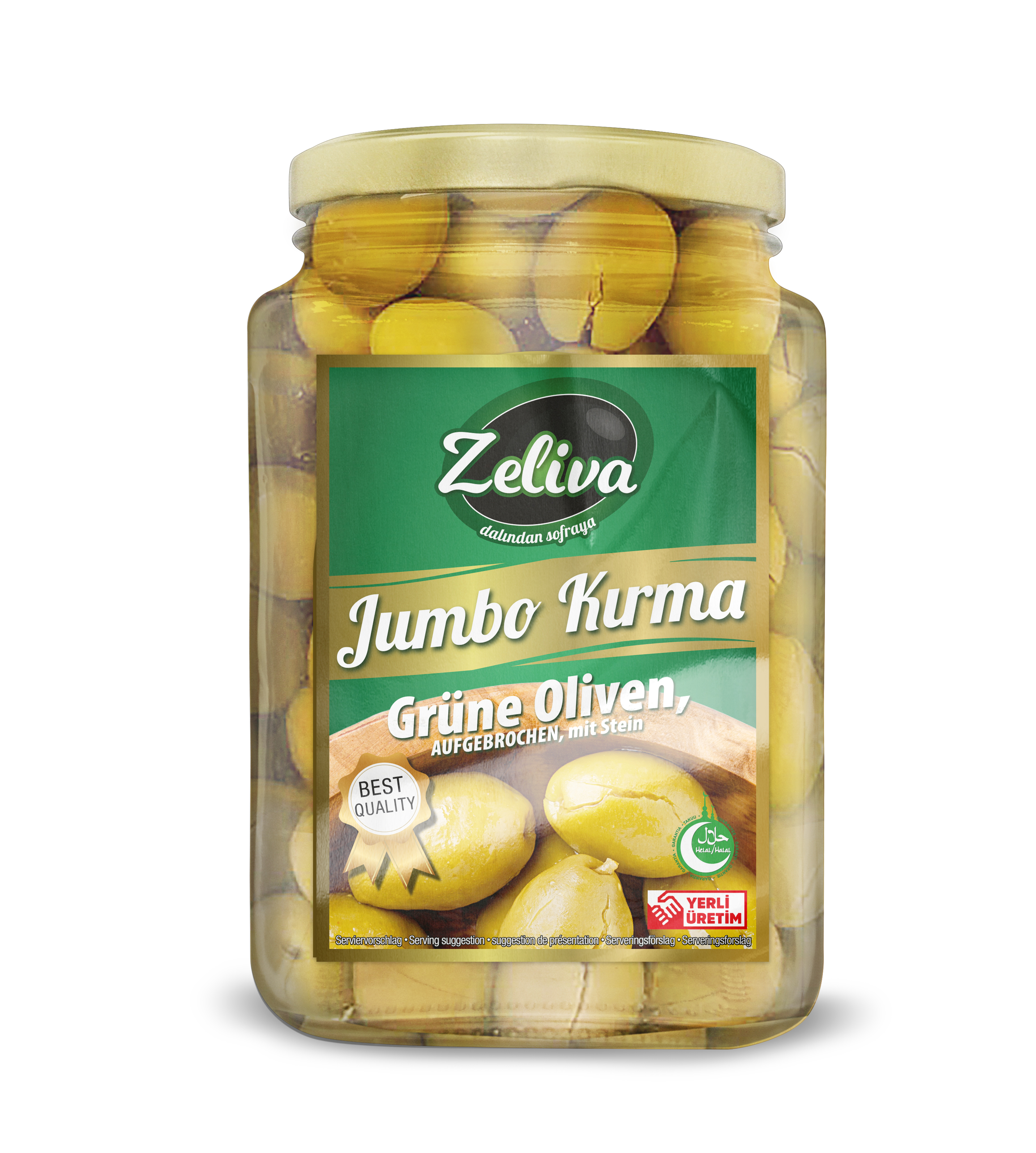 ZELIVA YESIL ZEYTIN JUMBO KIRMA CAM 900*6