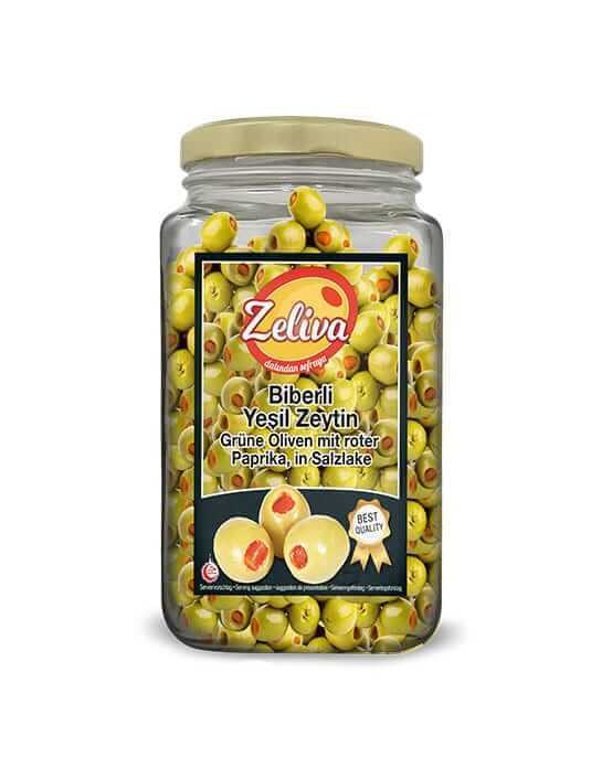 ZELIVA YESIL ZEYTIN BIBERLI CAM 500G (olives vertes avec piments)