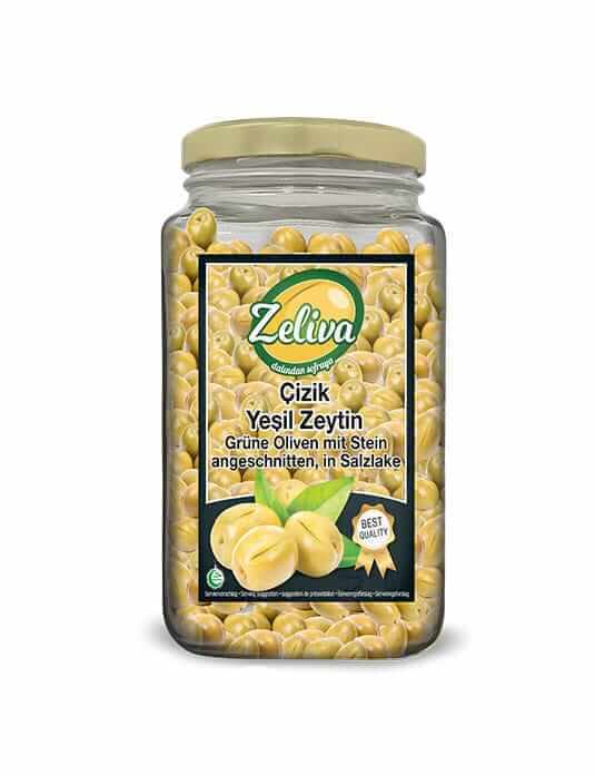 ZELIVA YESIL ZEYTIN CIZIK CAM 500G (olives verte taillés)