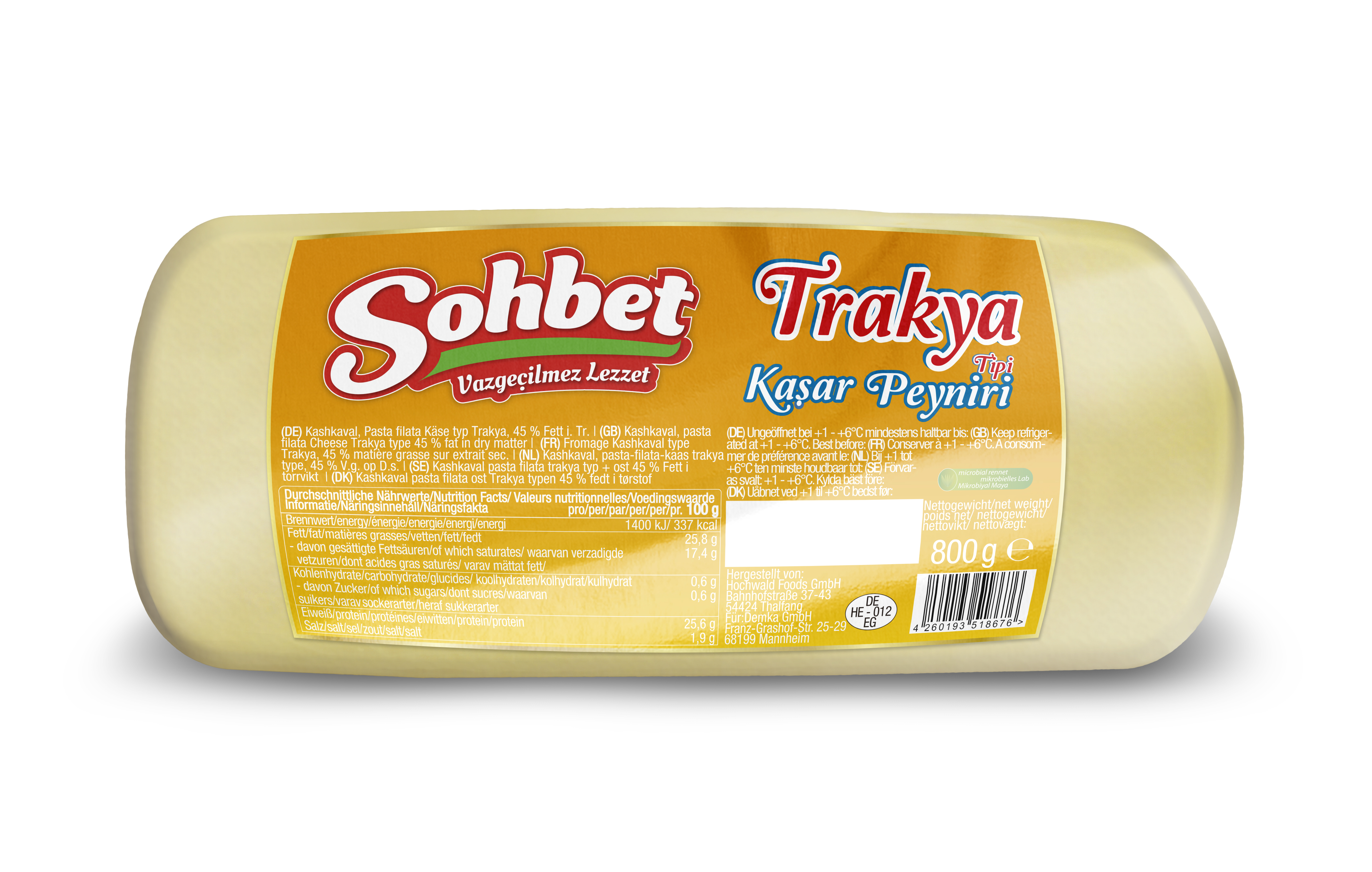 SOHBET TRAKYA KASAR PEYNIRI  RULO (gouda de trakya)